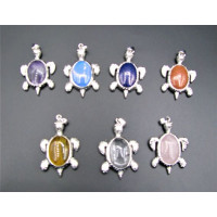 GP Turtle - Gemstone Sea Turtle Pendant - Assorted Stones