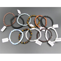 6 mm Gemstone Round Bead Bracelet - 10 pcs pack - Black Agate