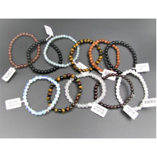 6 mm Gemstone Round Bead Bracelet - 10 pcs pack - Black Agate