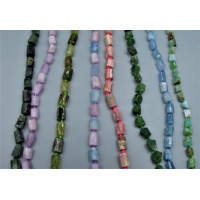 Gemstone Tube Bead Strands - Assorted Stones (Style 2; 16 Inches; 6-8 mm wide; 6-10 mm long)