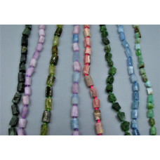 Gemstone Tube Bead Strands - Assorted Stones (Style 2; 16 Inches; 6-8 mm wide; 6-10 mm long)