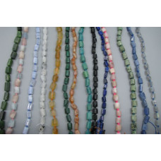 Gemstone Tube Bead Strands - Assorted Stones (Style 3; 16 Inches; 6-8 mm wide; 6-10 mm long)