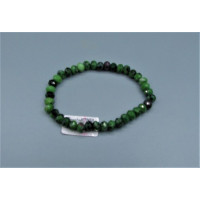 Roundel (5 x 8 mm) Faceted Gemstone Stretch Bracelet - 10 pc pack - Ruby Zoisite