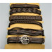 Leather Bracelet with Assorted Pack of 6 - Style 1 w Black and Brown available