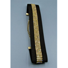 Velvet Crystal Brown Choker - 33 mm in width with 4 line crystal