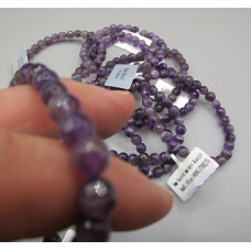 6mm Faceted Gemstone Round Bead Bracelet - 10 pcs pack - Amethyst