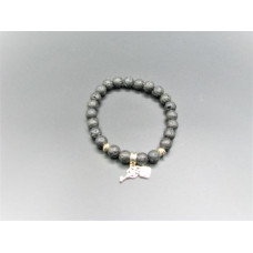 8 mm Volcanic Rock Round Bead Bracelet with Charms