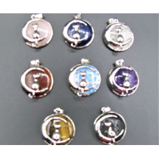 GP Round - Cat on Moon Caged Gemstone Pendant - Assorted Stone Available