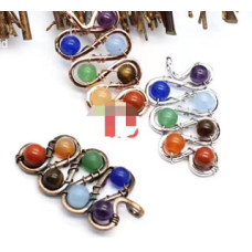 GPK Swirl with 7 chakra spheres Pendant (about 1.8 inch) - 10 pcs Pack