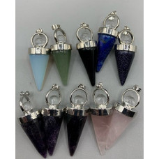 GPK Point - Dancing Girl Pendant (About 0.6 x 1.75 inch H) - 10 pcs mix stones including Amethyst, Aventurine, Obsidian, Blue Goldstone, Lapis, Opalite, and Rose Quartz