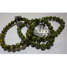 10 mm Gemstone Round Bead Bracelet - 10 pcs pack - Green Garnet