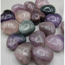 Small Gemstone Heart - 24 pcs pack (Puff - about 1 x 1.25 inch) - Fluorite 