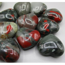 Small Gemstone Heart - 24 pcs pack (Puff - about 1 x 1.25 inch) - Blood Stone 