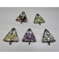 GP Triangle - Small Bronze Triangle shape Tree of Life Gemstone Pendant- (30 mm) assorted stones available!