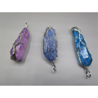 Gemstone Quartz Chunk on a Bale -(Silver Plated Wire) 3 Color Available!