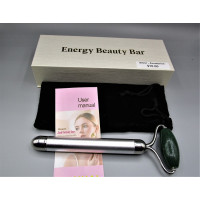 Facial Massage Roller - Electric Sonic Silver Pulse Massager with Gemstone Roller - Aventurine