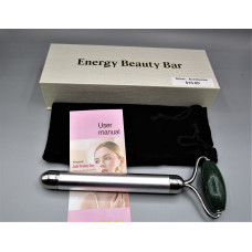 Facial Massage Roller - Electric Sonic Silver Pulse Massager with Gemstone Roller - Aventurine