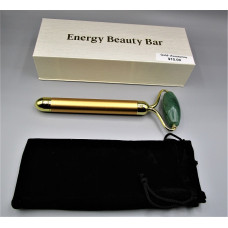 Facial Massage Roller - Electric Sonic Golden Pulse Massager with Gemstone Roller - Aventurine