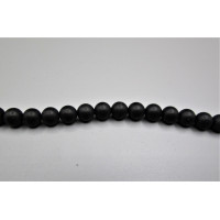 16 inch 8 mm Gemstone Round Bead Strand - Black Agate Matte