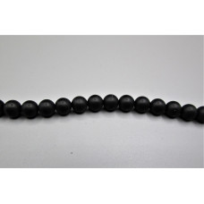 16 inch 10 mm Gemstone Round Bead Strand - Black Agate Matte