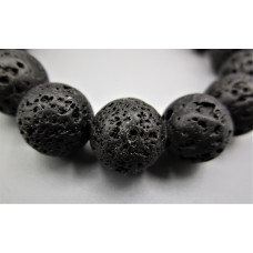 16 inch 12 mm Gemstone Round Bead Strand - Volcanic Rock