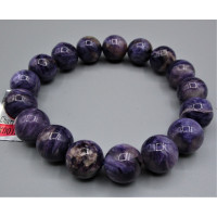 12 - 16 mm Gemstone Round Bead Bracelet - Charoite