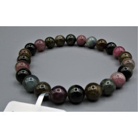 6-8 mm Gemstone Round Bead Bracelet - Tourmaline