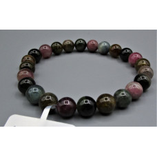 6-8 mm Gemstone Round Bead Bracelet - Tourmaline