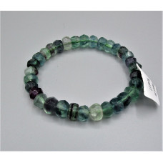 Roundel (5 x 8 mm) Faceted Gemstone Stretch Bracelet - 10 pc pack - Fluorite