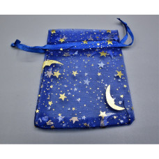 Organza - Golden Moon / Star Organza Pouch 10 x 12 cm (4 x 4.75 inch) 12 piece pack - Blue