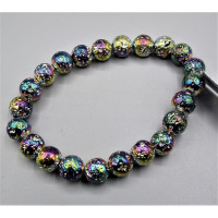 8 mm Gemstone Round Bead Bracelet - 10 pcs pack - Volcanic Rock AB Color