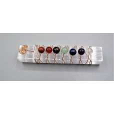 Chakra Hanger - Selenite Bar with 7 spheres - 3" x 0.5" x 0.5" (Rectangular Prism shape)