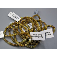 3 - 4 mm Gemstone Round Bead Bracelet - Tiger eye Golden - 10 pcs Pack