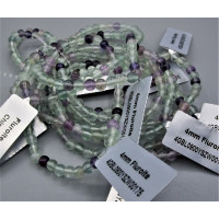 3 - 4 mm Gemstone Round Bead Bracelet - Fluorite - 10 pcs Pack