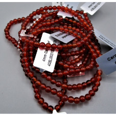 3 - 4 mm Gemstone Round Bead Bracelet - Carnelian - 10 pcs Pack