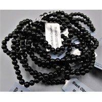 3 - 4 mm Gemstone Round Bead Bracelet - Black Obsidian - 10 pcs Pack