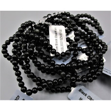 3 - 4 mm Gemstone Round Bead Bracelet - Black Obsidian - 10 pcs Pack