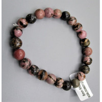 8 mm Gemstone Round Bead Bracelet - 10 pcs Pack - Rhodonite