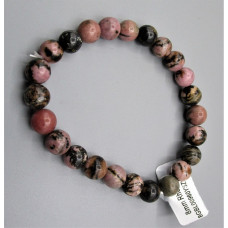 8 mm Gemstone Round Bead Bracelet - 10 pcs Pack - Rhodonite