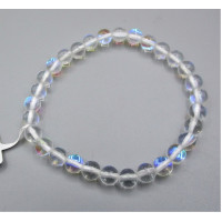 6 mm Gemstone Round Bead Bracelet - 10 pcs pack - AB Crystal Clear