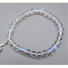 6 mm Gemstone Round Bead Bracelet - 10 pcs pack - AB Crystal Clear