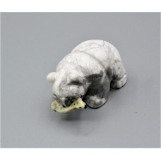 Bear with fish 1.5 Inch Figurine - Howlite White