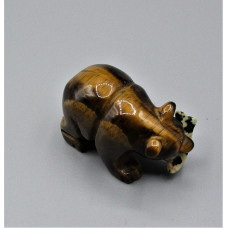 Bear with fish 1.5 Inch Figurine - Tiger Eye