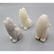 Coyote Howling 2.25 Inch Figurine - White Calcite