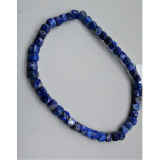 4 mm Cube Faceted Gemstone Stretch Bracelet - 10 pc pack - Lapis