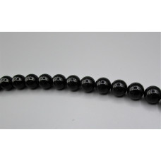 16 inch 12 mm Gemstone Round Bead Strand - Tourmaline Black