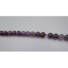 16 inch 8 mm Gemstone Round Bead Strand - Purple Phantom