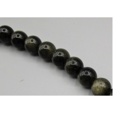 16 inch 8 mm Gemstone Round Bead Strand - Golden Obsidian