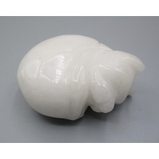 Cat Sleeping 2.25 Inch Figurine - White Calcite