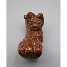 Cat Playing 2.25 Inch Figurine - Gold stone